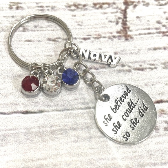 US Navy She Believed She Could So She Did Keychain Inspirational Militar… - Picture 1 of 5